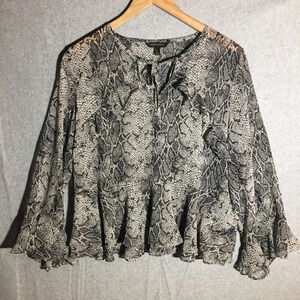 Womens Banana Republic Blouse Office Career Snake Print Ruffles Feminine Boho